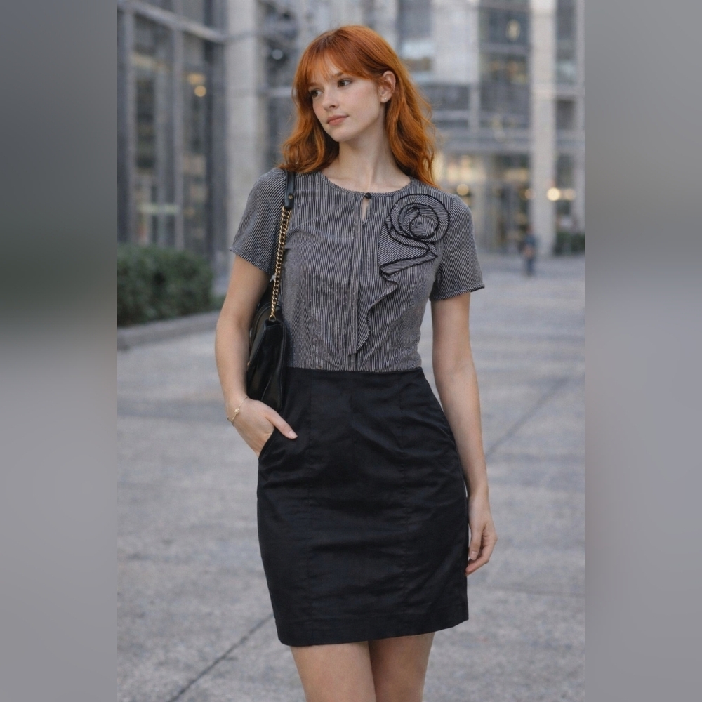 Vintage The Limited Y2K Pinstripe Bodycon Soft Goth Sheath Dress, Size 0